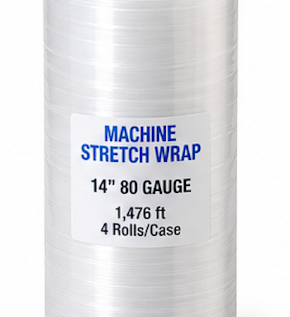 Machine Stretch Wrap – 14 in, 80 Gauge, 1,476 ft, 4/Case