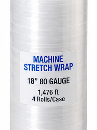 Machine Stretch Wrap – 18 in, 80 Gauge, 1,476 ft, 4/Case