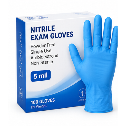 Blue Nitrile Gloves – 5 mil, 10 × 100/Case, M–XL