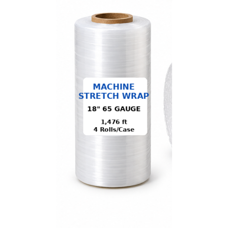Machine Stretch Wrap – 18 in, 65 Gauge, 1,476 ft, 4/Case