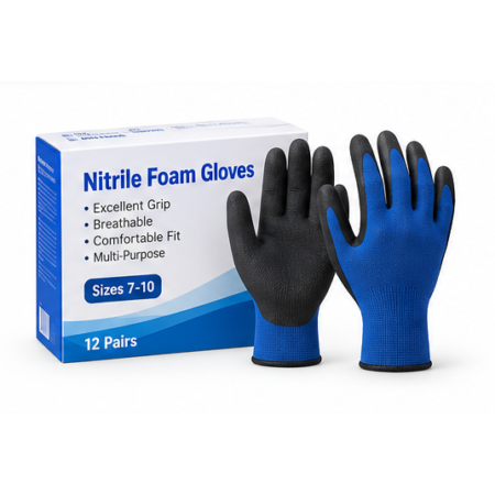 Nitrile Foam Gloves – 12 Pairs, Sizes 7–10