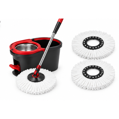 360 Easy-Spin Mop with 2 Refills – Black/Red