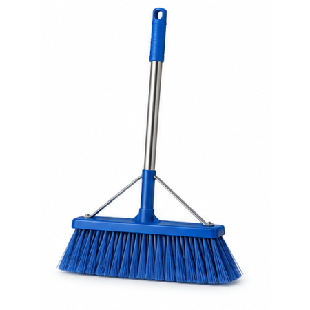 Tiger Blue Street Broom – 24 in, 60 in Metal Handle with Brace