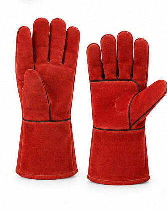 Red Welding Leather Gloves – 12 Pairs