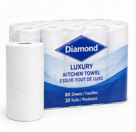 Diamond Luxury Kitchen Towel – 80 Sheets, 30 Rolls/Case