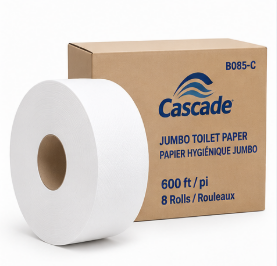 Cascade Jumbo Toilet Paper – 600 ft, 8 Rolls/Case