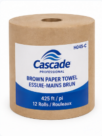 Cascade Brown Paper Towel – 425 ft, 12 Rolls/Case