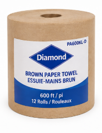 Diamond Brown Paper Towel – 600 ft, 12 Rolls/Case
