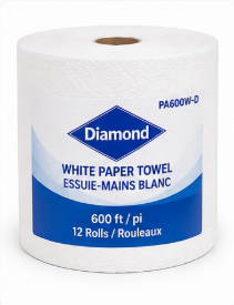 Diamond White Paper Towel – 600 ft, 12 Rolls/Case