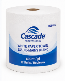 Cascade White Paper Towel – 600 ft, 12 Rolls/Case