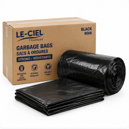 Black Garbage Bags – 26 × 36 in, Strong, 200/Case, 1.5 mil
