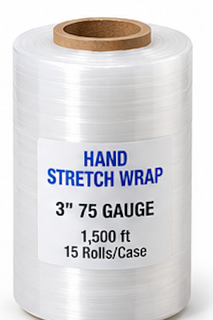 Hand Stretch Wrap – 3 in, 75 Gauge, 1,500 ft, 15/Case