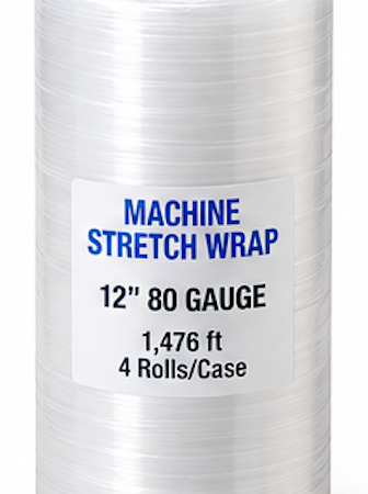 Machine Stretch Wrap – 12 in, 80 Gauge, 1,476 ft, 4/Case