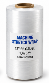 Machine Stretch Wrap – 12 in, 65 Gauge, 1,476 ft, 4/Case