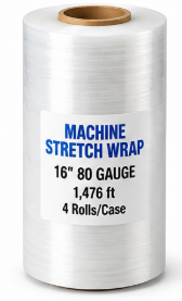 Machine Stretch Wrap – 16 in, 80 Gauge, 1,476 ft, 4/Case