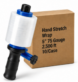 Hand Stretch Wrap – 5 in, 75 Gauge, 2,500 ft, 10/Case