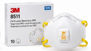 3M 8511 Valved N95 Respirators – 10/Box, 8 Boxes/Case