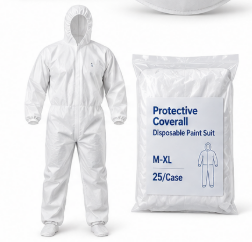 White Coverall Paint Suit – 25/Case, M–XL
