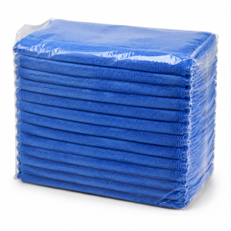 Blue Microfiber Cloths – 14 × 14 in, 50-Pack, 300 GSM