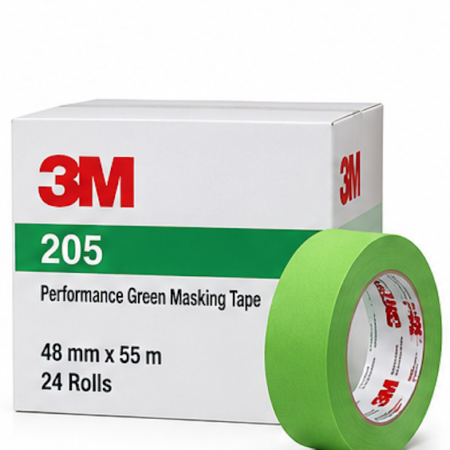 3M 205 Green Masking Tape – 48 mm × 55 m, 24 Rolls/Case