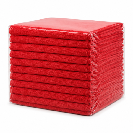 Red Microfiber Cloths – 14 × 14 in, 50-Pack, 300 GSM