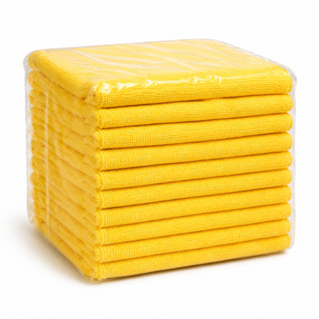 Yellow Microfiber Cloths – 14 × 14 in, 12-Pack, 300 GSM